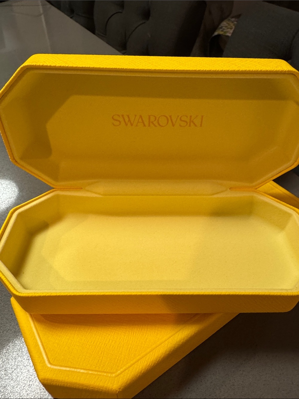 Swarovski Bright Yellow Octagonal Glasses Box, Case, Cleaning cloth & Papers. - Picture 3 of 4